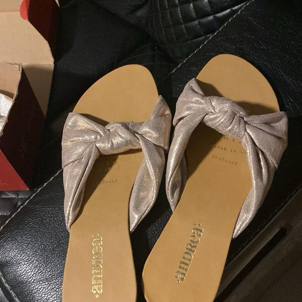 ANDREA FENZI Gold Sandals with Elegant Bow